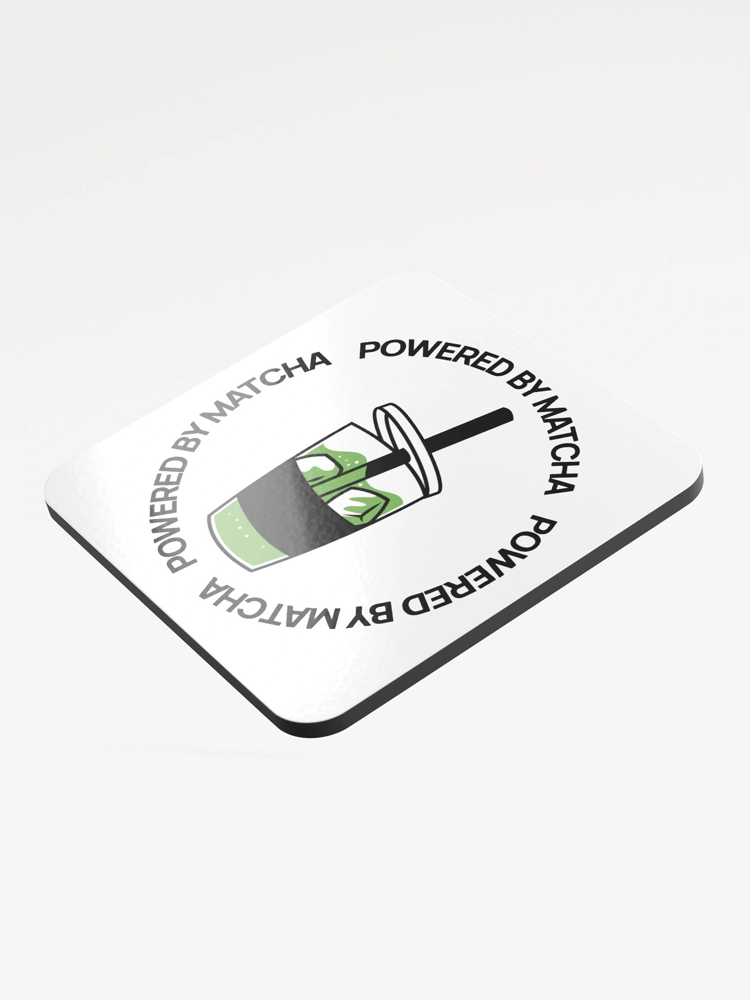 Powered By Matcha Light Glossy Cork Coaster product image (4)