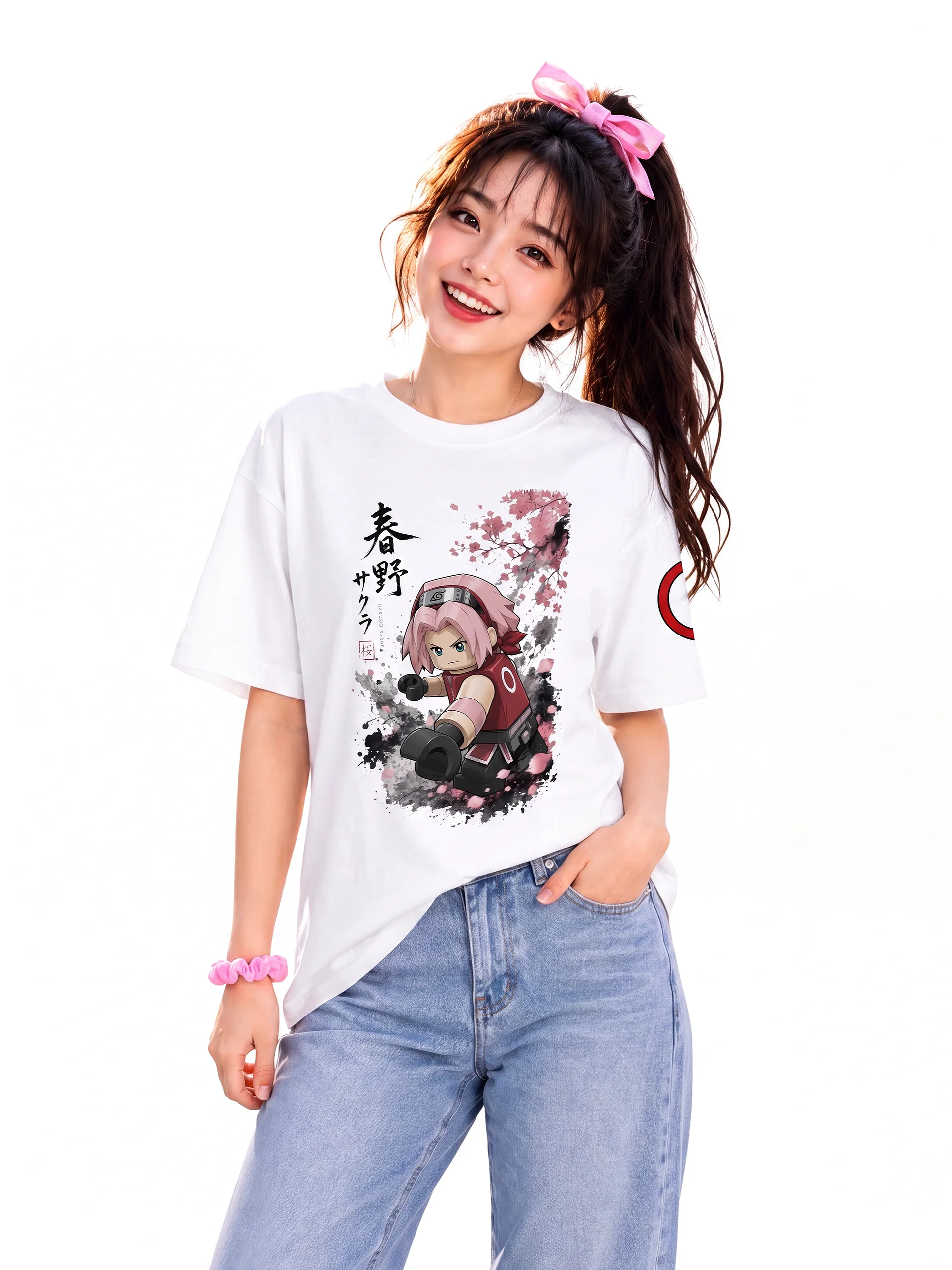 Pink Warrior Sakura Lego-Style Tee product image (1)
