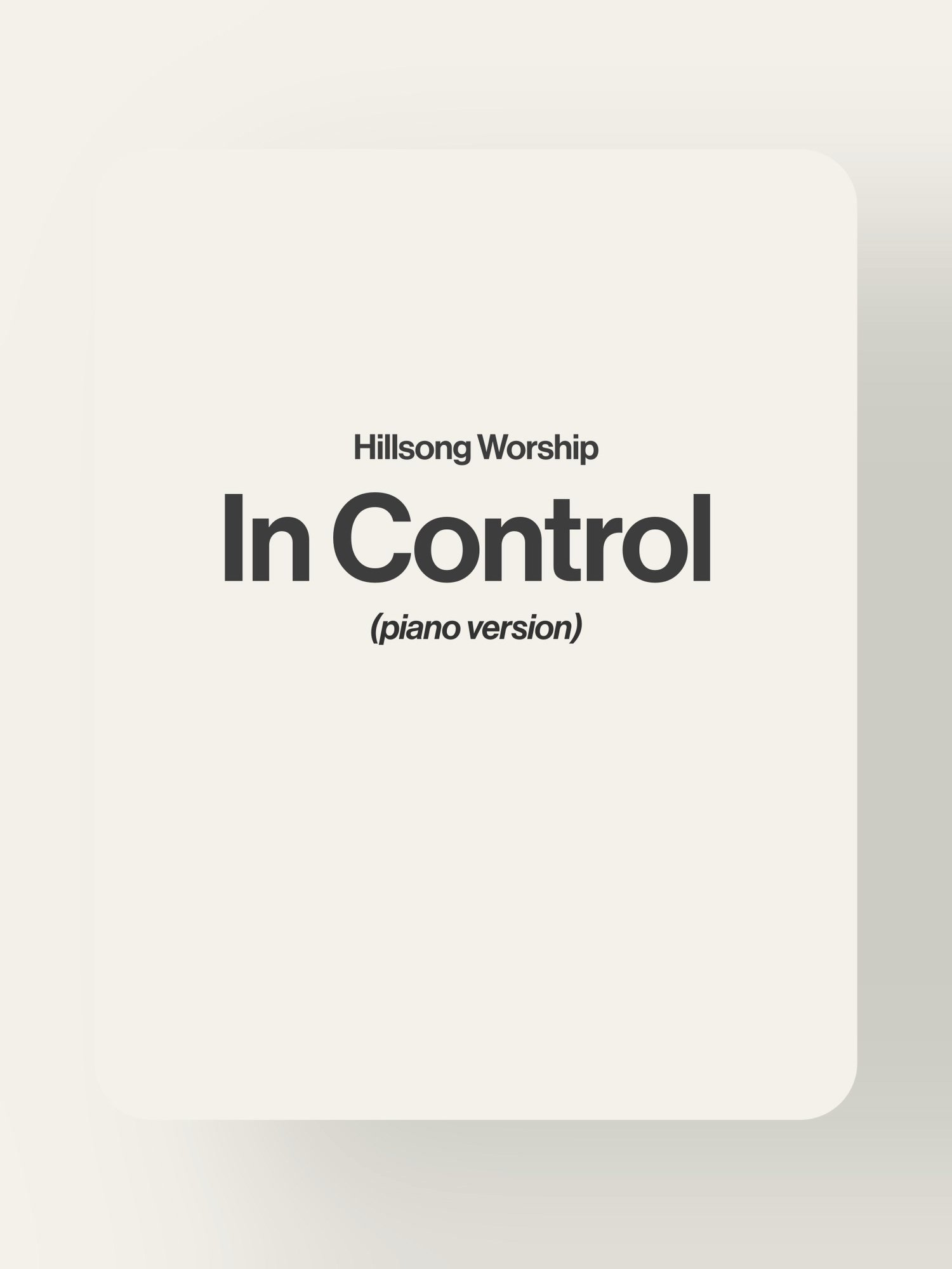 In Control - Hillsong Worship product image (1)