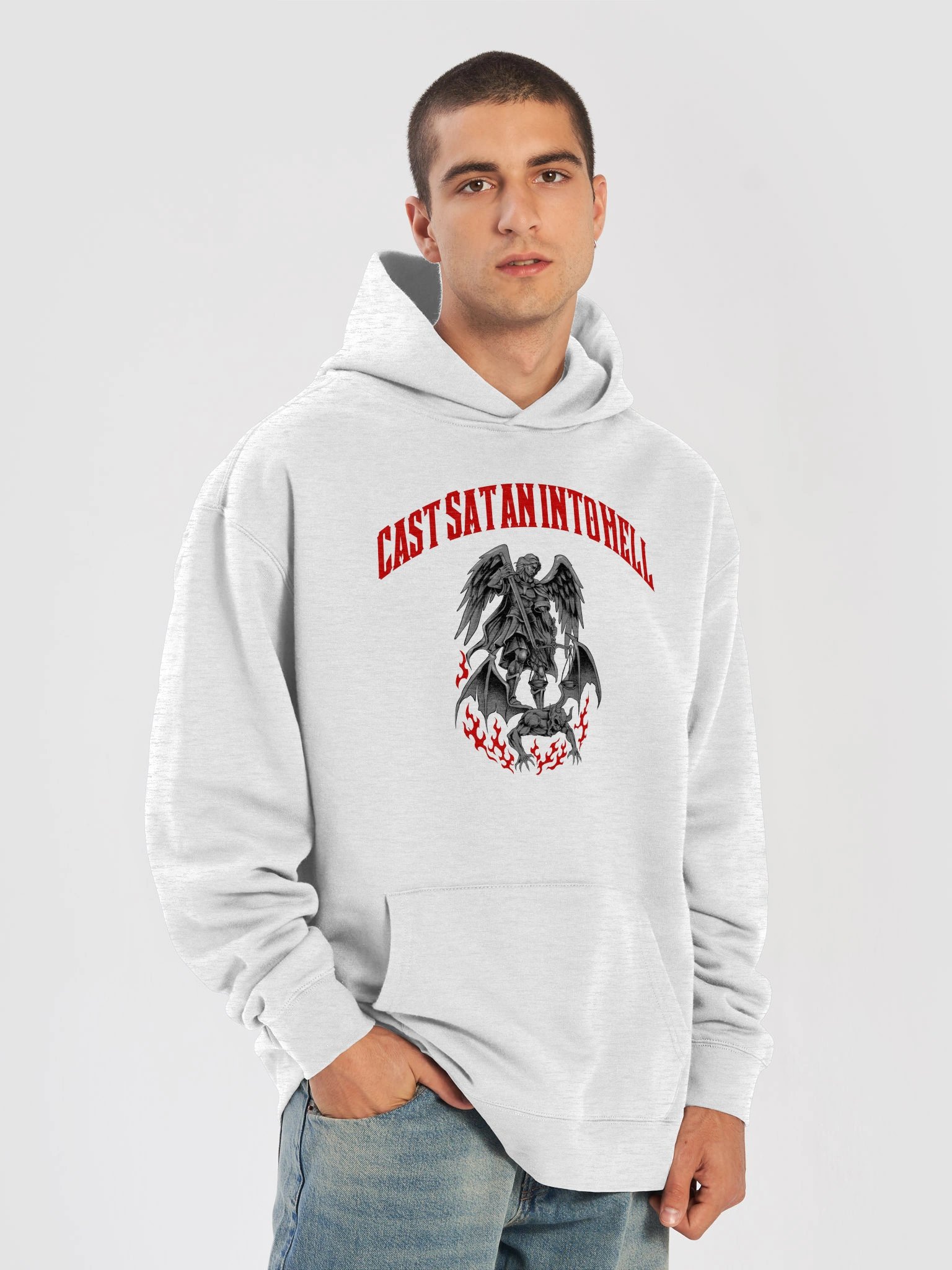 Cast Satan into Hell Metacore Saint Michael NEW - Oversized Hoodie Front product image (58)