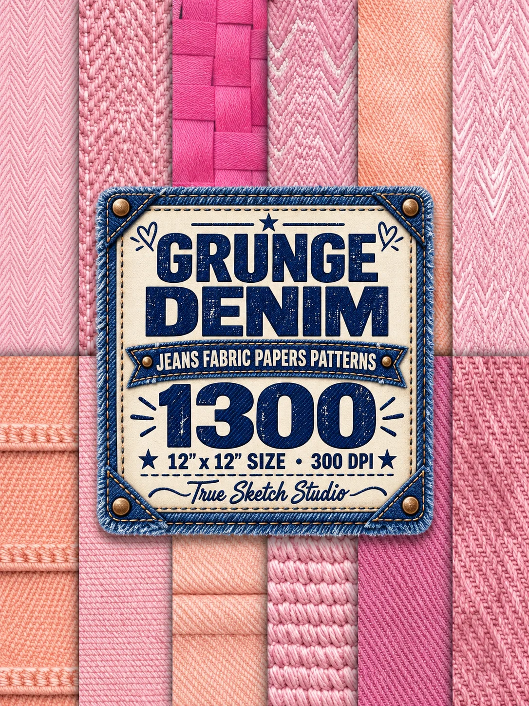1300 Denim Digital Papers, Jeans Fabric Texture Bundle product image (4)