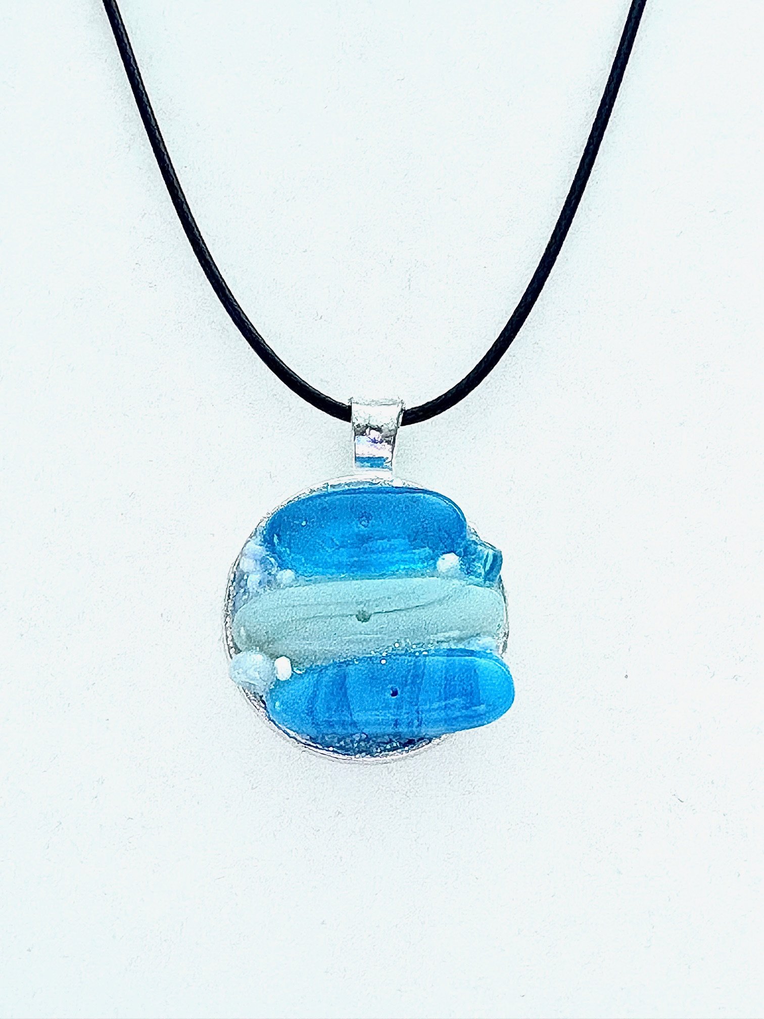 MFD-00212 | Coastal Calm Horizon Pendant Necklace | Handmade Glass Art Jewelry | Monique Faella Designs™ product image (2)