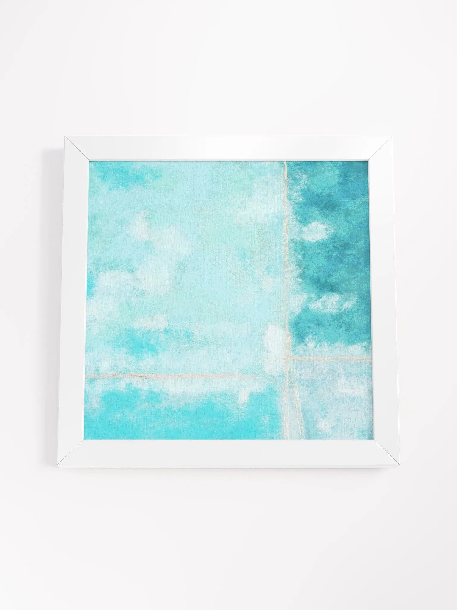 Vibrant abstract print minimalist light blue, teal, turquoise, aqua and white trendy aesthetic wall art product image (45)