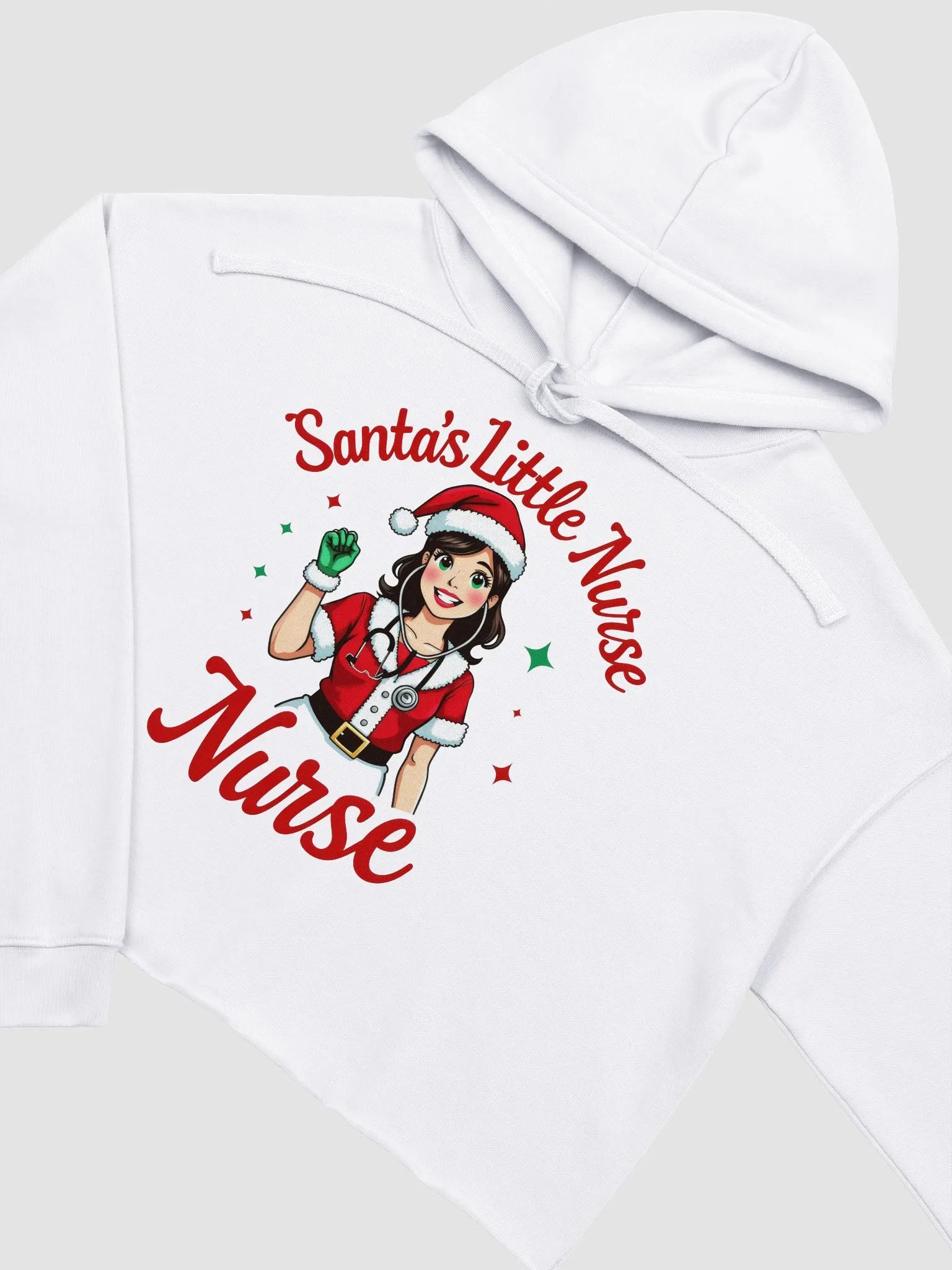 Santa's Stethoscope Little Nurse Crop Hoodie product image (26)