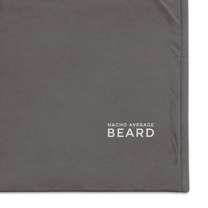 Nocha Average Beard Embroider Sherpa Blanket (Grey/ White) product image (1)