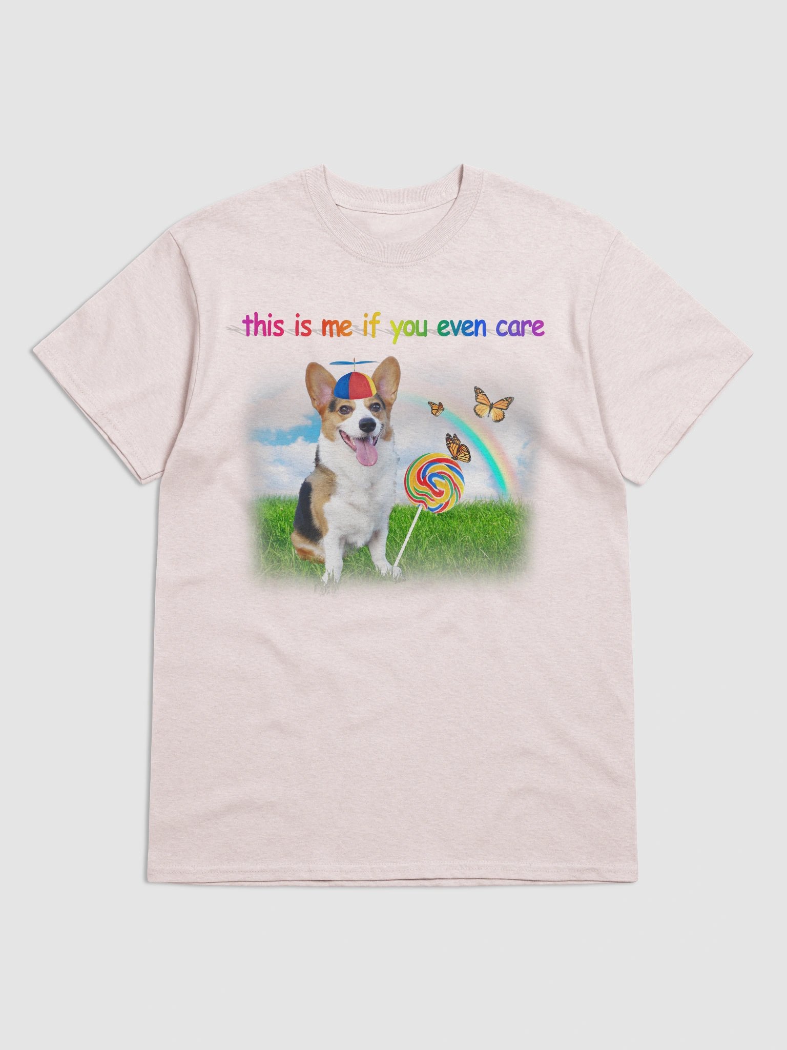 Whimsical Propeller Hat Dog T-shirt - this is me if you even care product image (1)