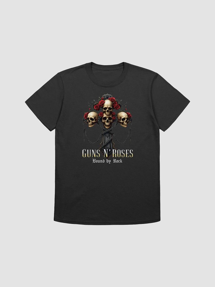 Guns N’ Roses Bound by Rock T-Shirt | Skull Cross & Roses Rock Graphic Tee | Classic Hard Rock Streetwear product image (1)