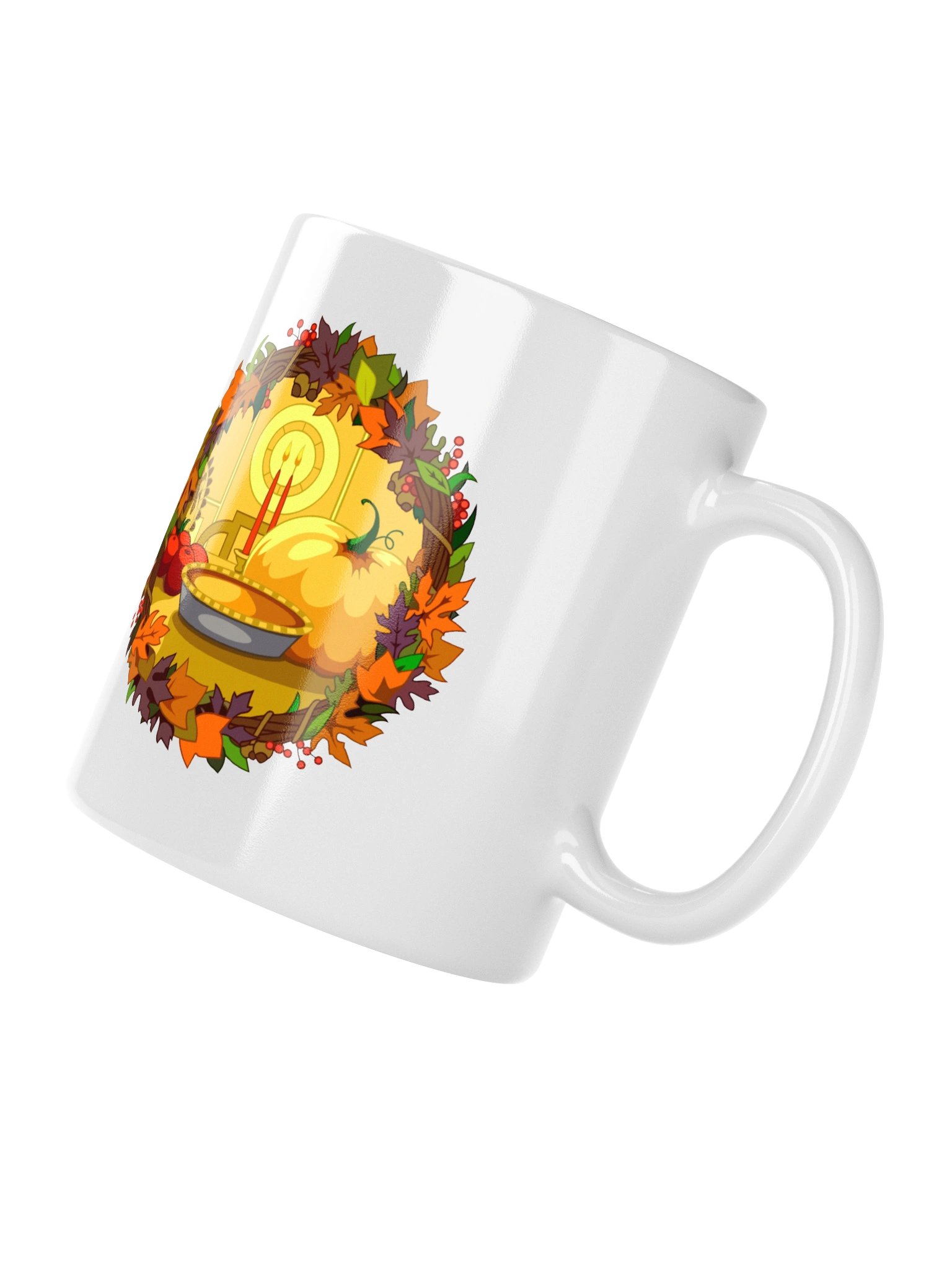 Cozy Thanksgiving Candlelight Ceramic Mug – Festive Autumn Feast Coffee Cup product image (10)