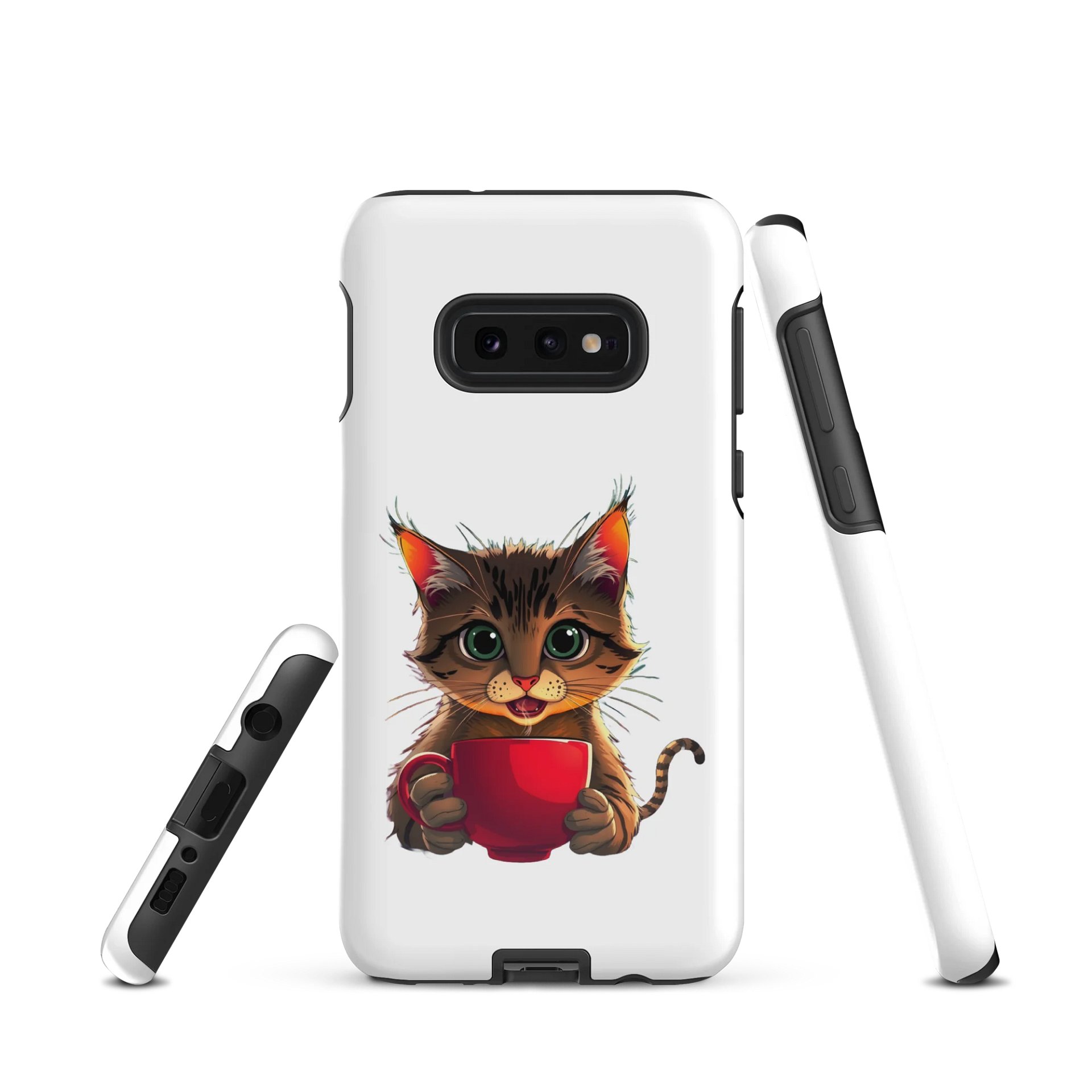 Tough Case for Samsung-Cat with a Cup of Coffee product image (1)