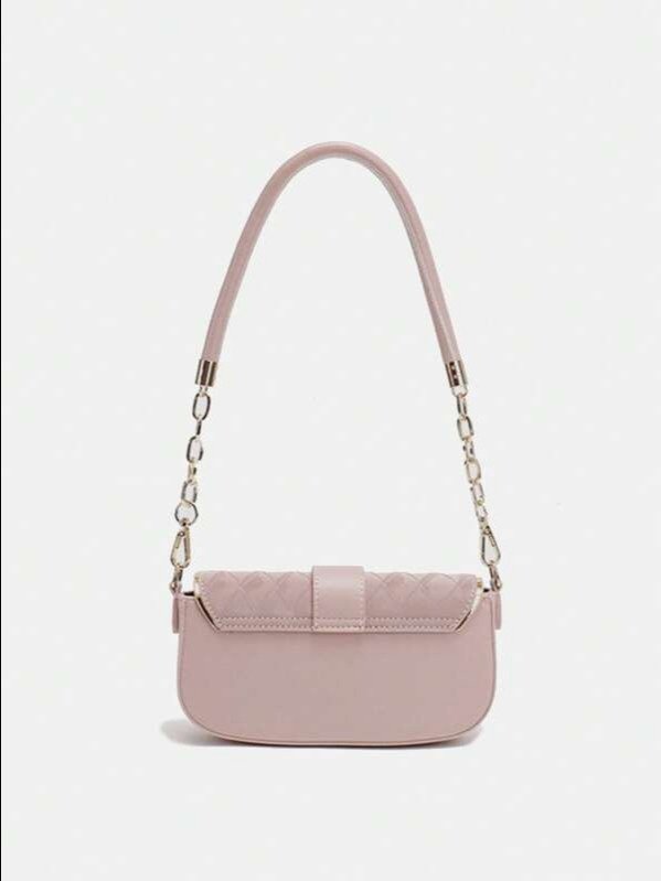 Beige Mini Chain Square Crossbody Bag | Minimalist Rhombus Pattern Shoulder Bag | ADLEST product image (7)