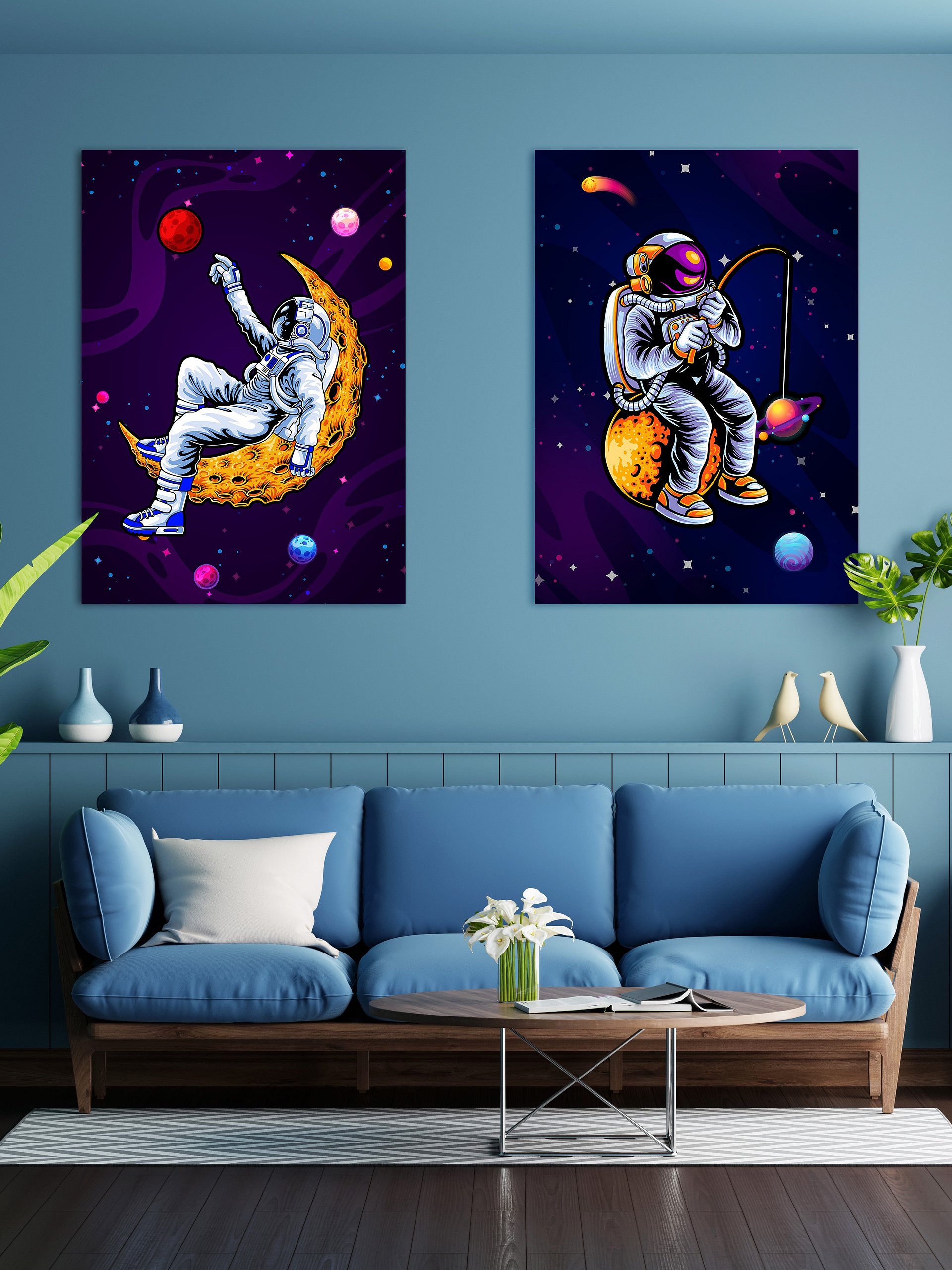 Astronaut fishing a stars — space poster, synthwave space, neon space, aesthetic poster product image (2)