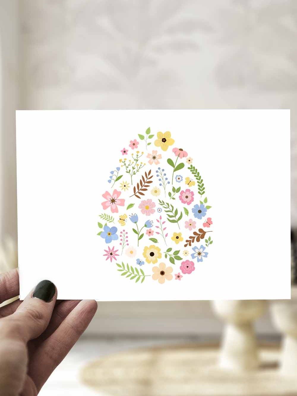 Minimalist Floral Egg Easter Card product image (1)