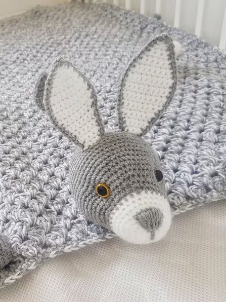 Woodland Bunny Baby Blanket Crochet Pattern - Pram Toy Security Blanket PDF - Crafting Happiness product image (8)