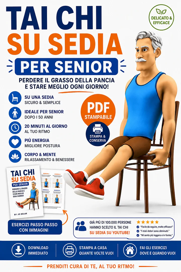 Allenamento di Tai Chi sulla Sedia da Stampare per Ridurre il Grasso Addominale (Over 50 e Principianti) product image (1)