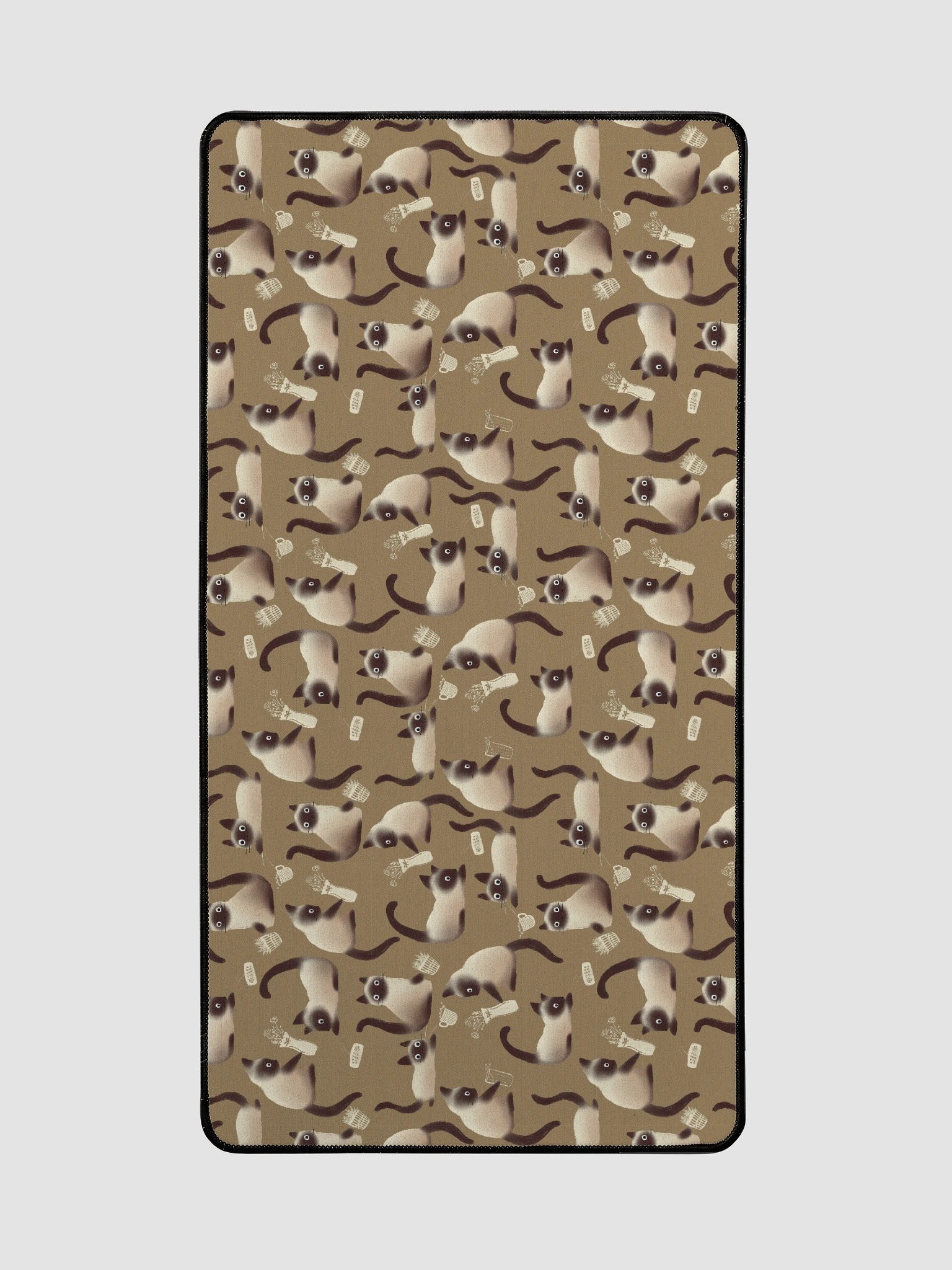 Bad Siamese Cats Knocking Stuff Over Patterned Desk Mat, Brown product image (2)
