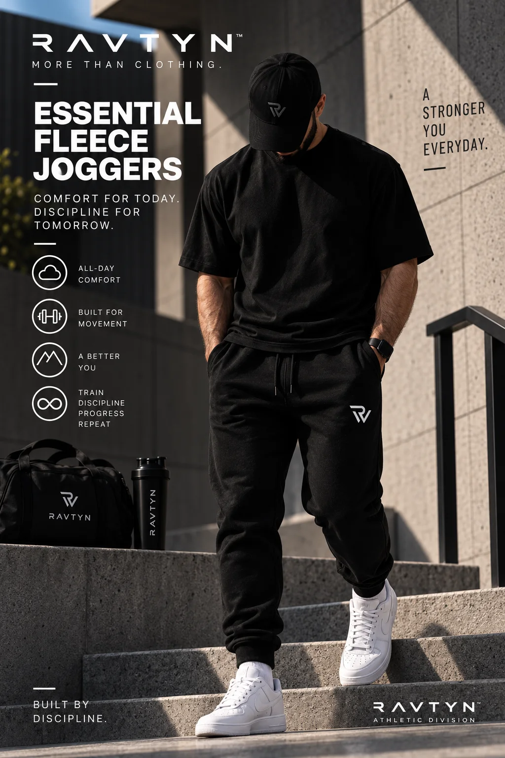 RAVTYN Essential Fleece Joggers — Black product image (2)
