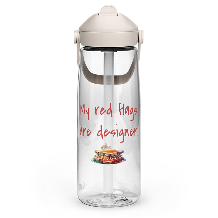 Designer Red Flags Flip Straw Water Bottle product image (1)