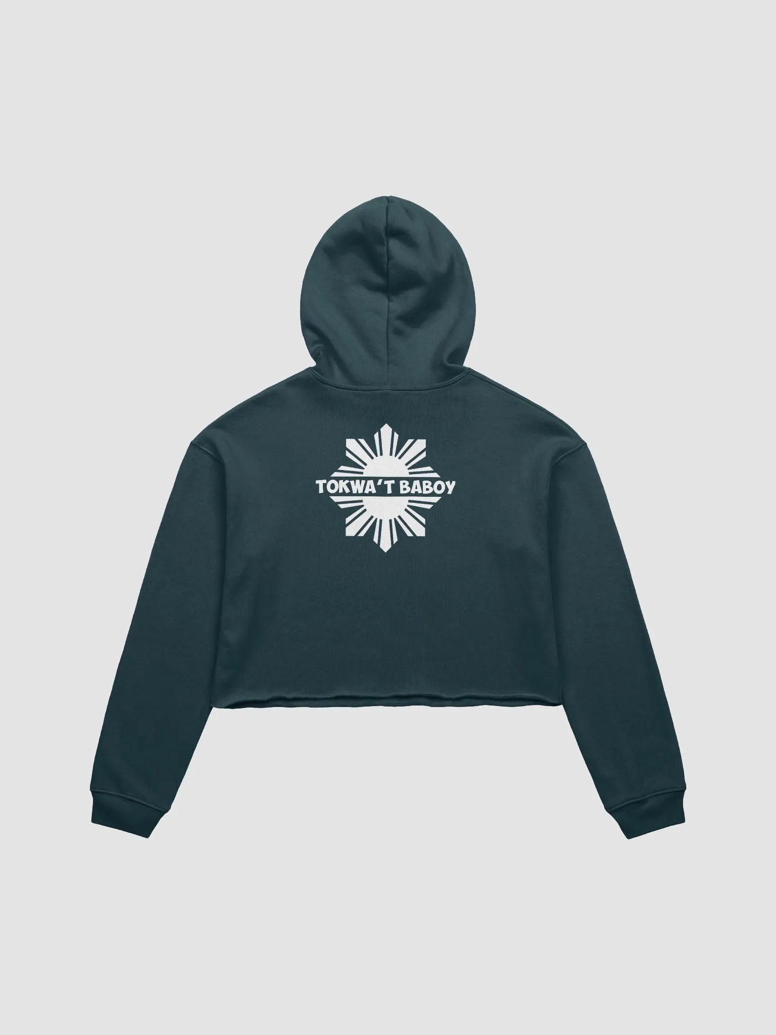 Tokwa't Baboy Obsession: Fleece Crop Hoodie, Dark Tones, White Logo product image (8)