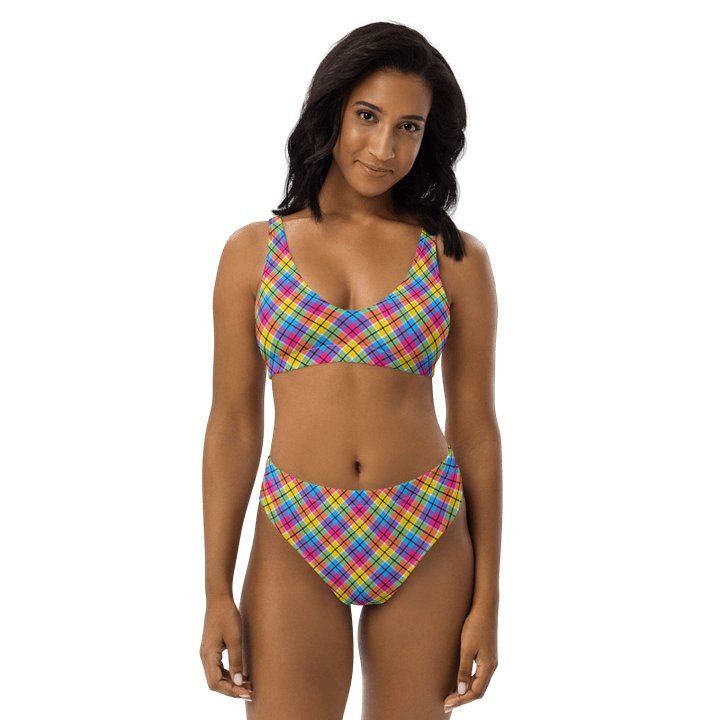 Hot Pink, Turquoise, and Yellow Plaid Bikini product image (1)