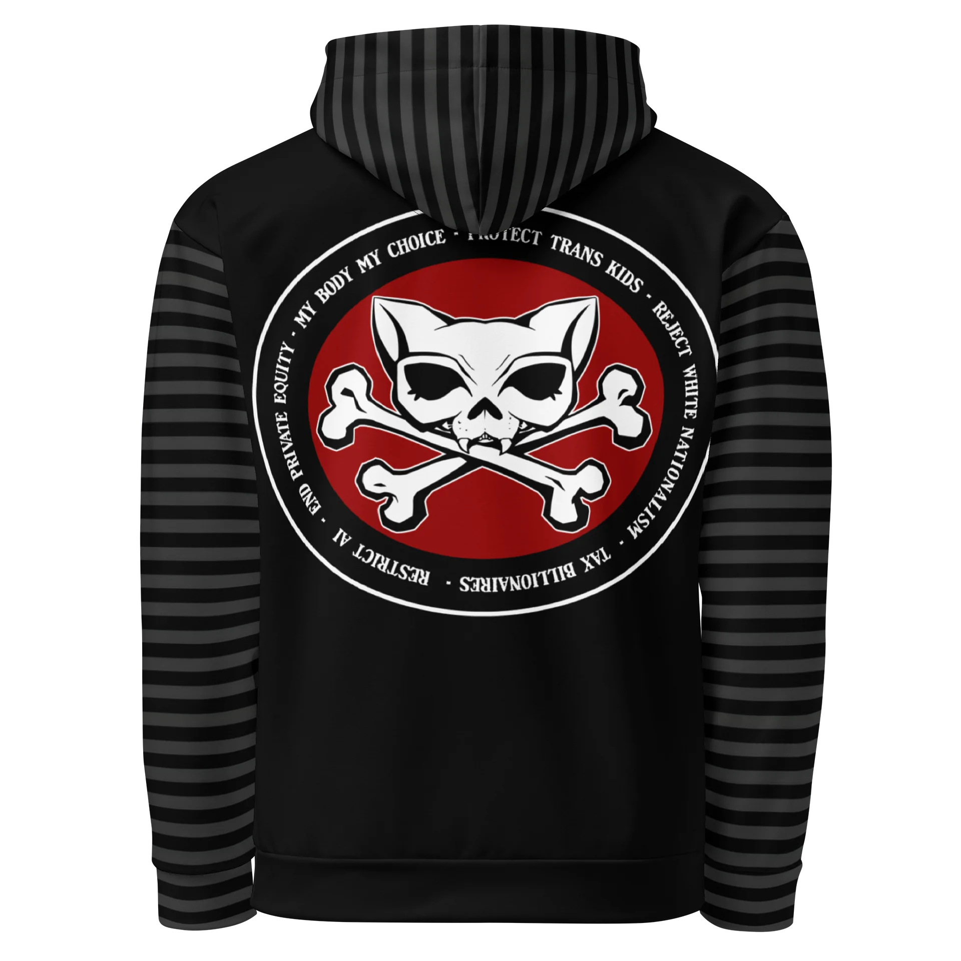 Red Kat Skull Blaque Stripped Political Hoodie product image (3)