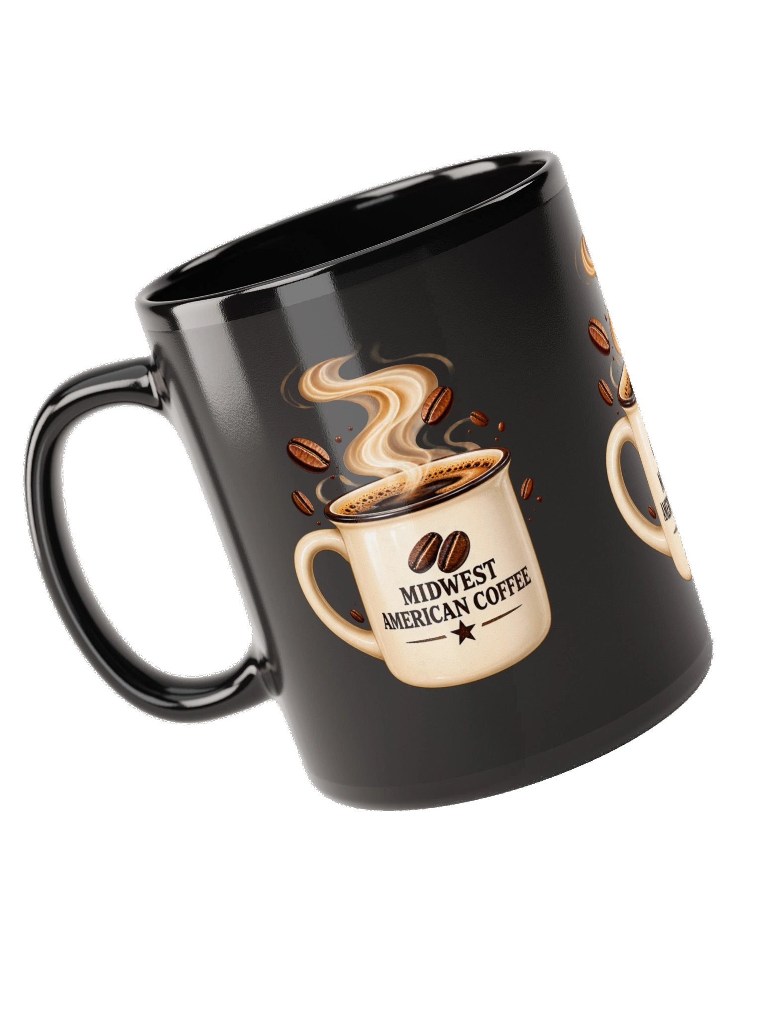 Midwest American Coffee – Signature Steam Black Glossy Mug product image (9)
