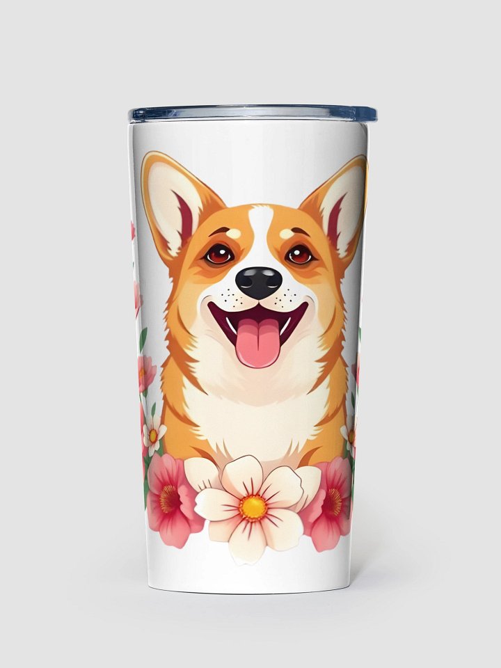 Floral Corgi Dog 20oz Stainless Steel Tumbler product image (1)