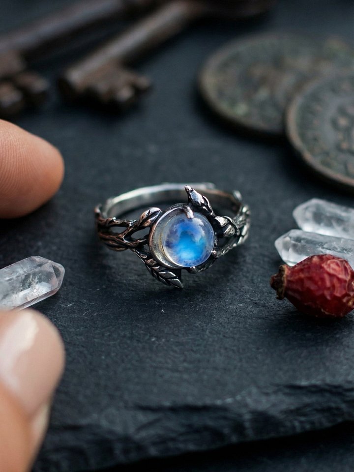 The Oracle's Moonstone & Crescent Ring product image (2)