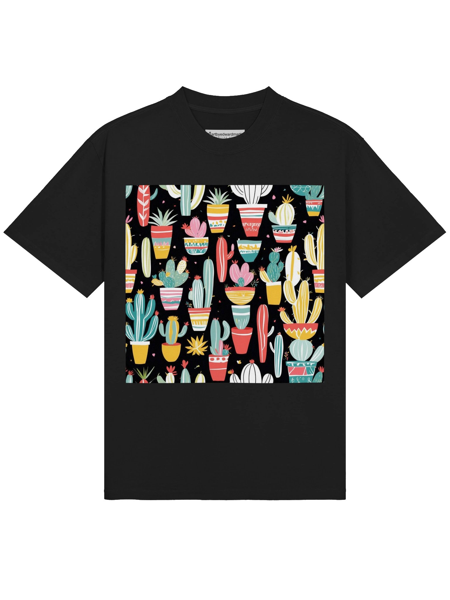 Colorful Cactus Pattern Oversized Tee product image (5)