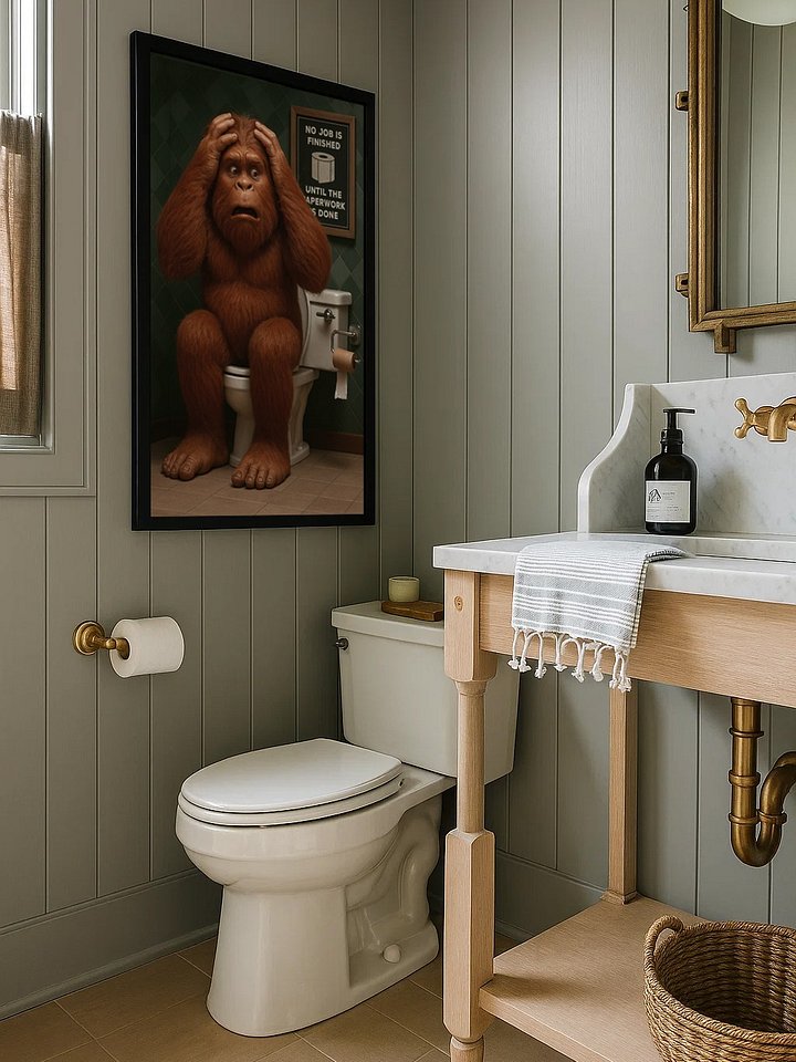 "Sasquatch’s Worst Nightmare – Funny Bathroom Wall Art" product image (2)