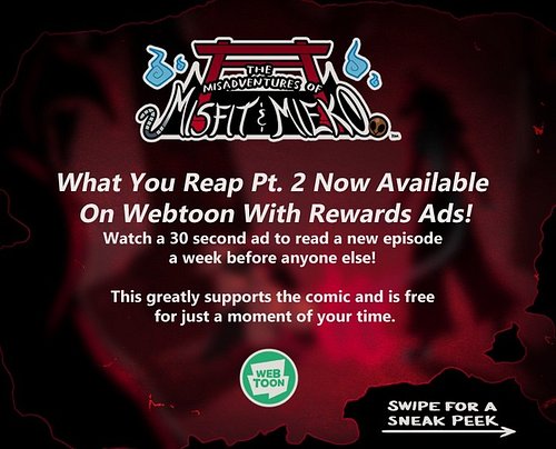Read this before someone spoils it. 
|
New episode of Misfit and Mieko is now available on Webtoon with ads! 
|
Link in my bi...
