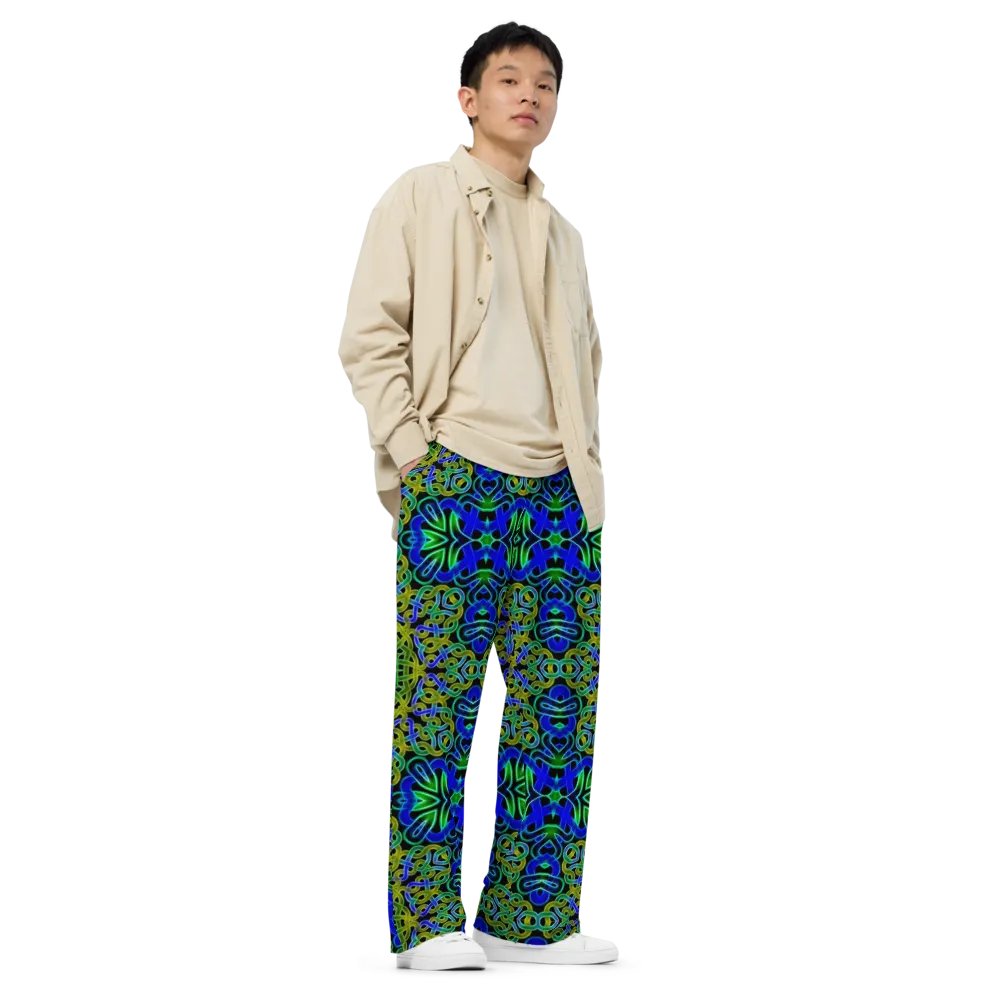 Blue Green Celtic Kaleidoscope Wideleg Pants product image (3)