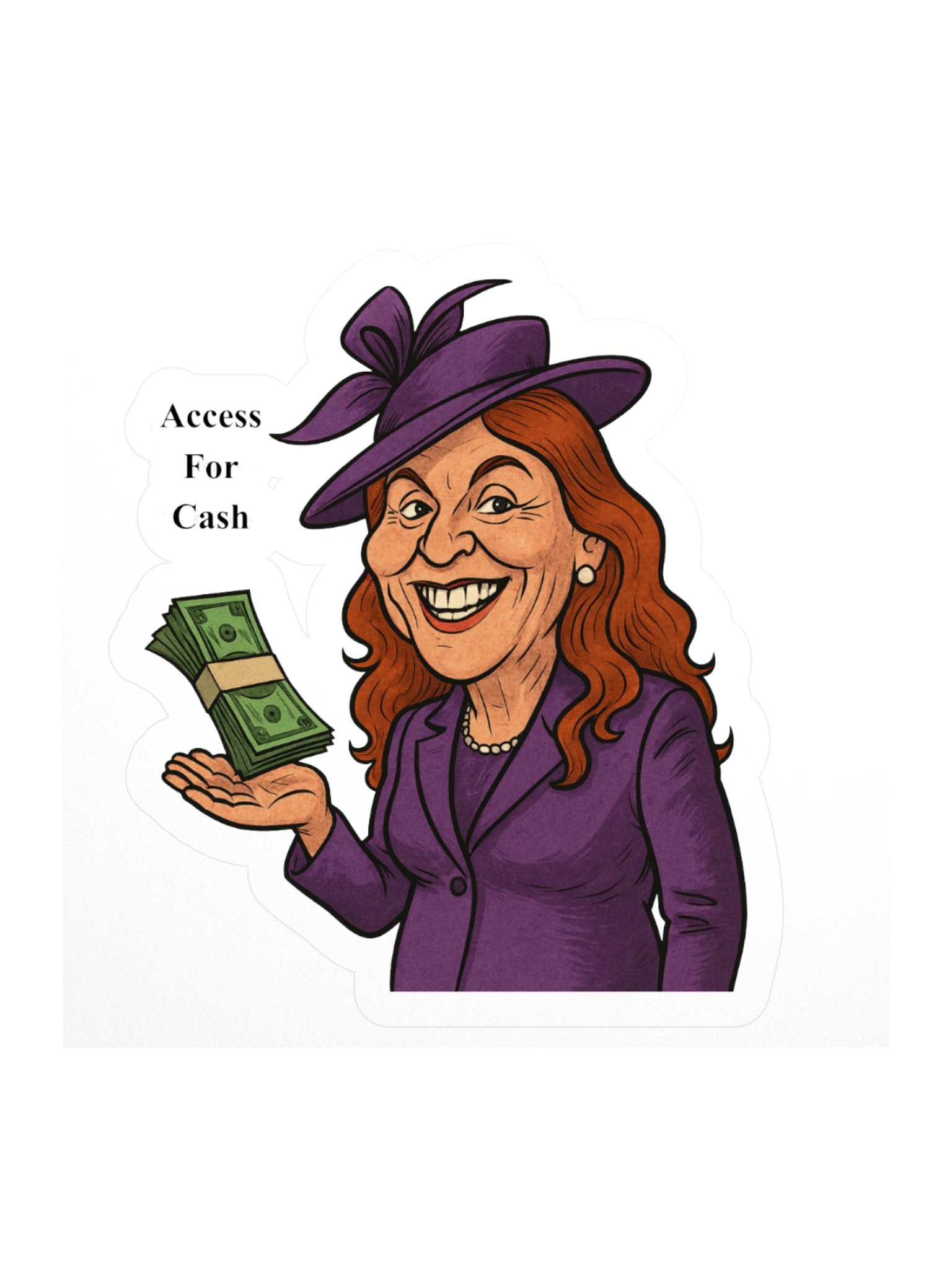 Royal Parody – “Access for Cash” Collectible Kiss-Cut Sticker (3″) | As Never Collection product image (1)