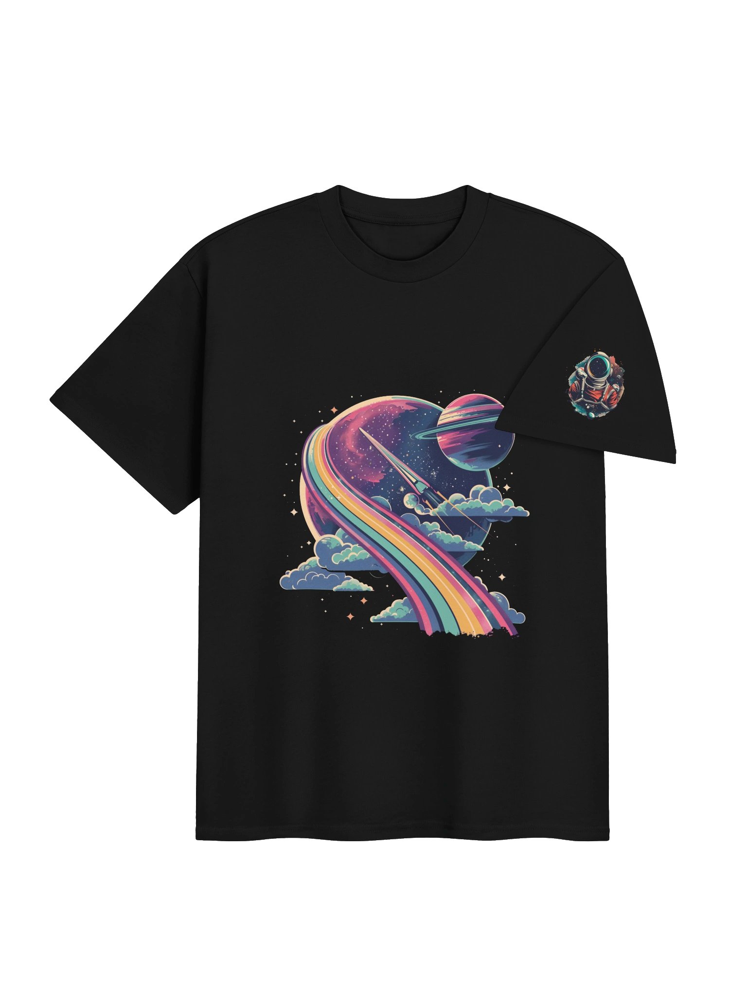 Retro Space Rocket T-Shirt – Vintage Cosmic Rainbow Sci-Fi Graphic product image (13)
