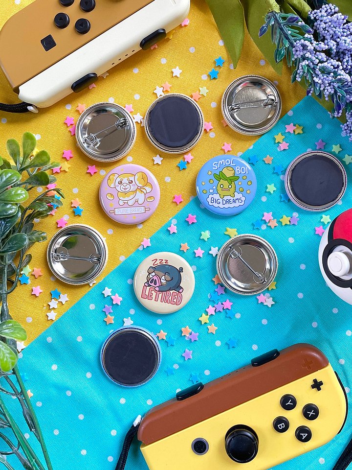 Fidough, Lechonk, Smoliv 1.25in Buttons and Magnets product image (1)