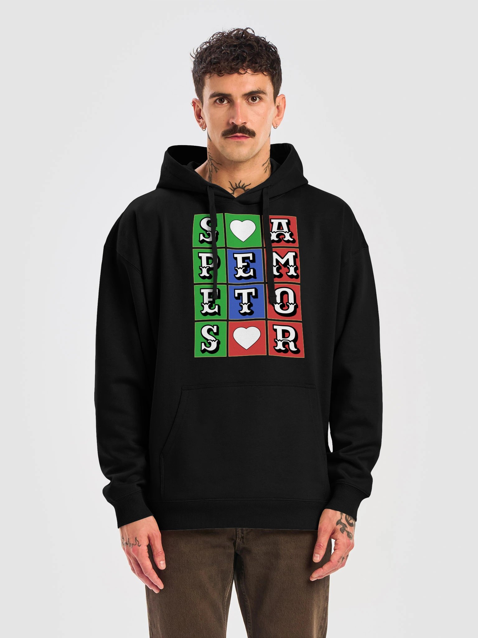 Hope And Love In Latin Quote Unisex Organic Cotton Blend Relaxed Fit Graphic Hoodie product image (5)