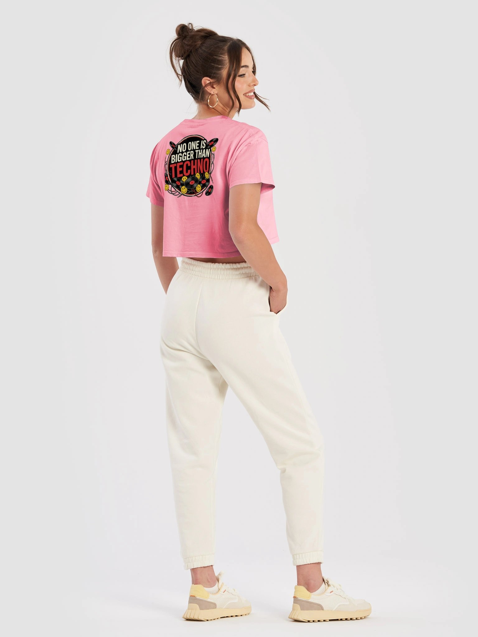 No One Is Bigger Than Techno Women's Premium Crop Top Double Sided product image (5)