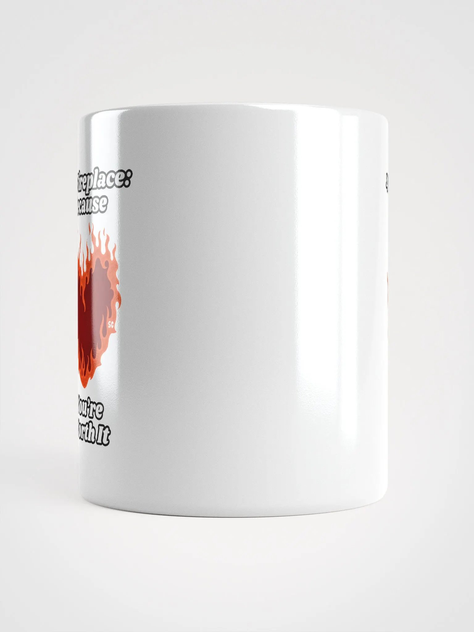 Flaming Heart - 4K Fireplace: Because You're Worth It | White Glossy Mug product image (5)