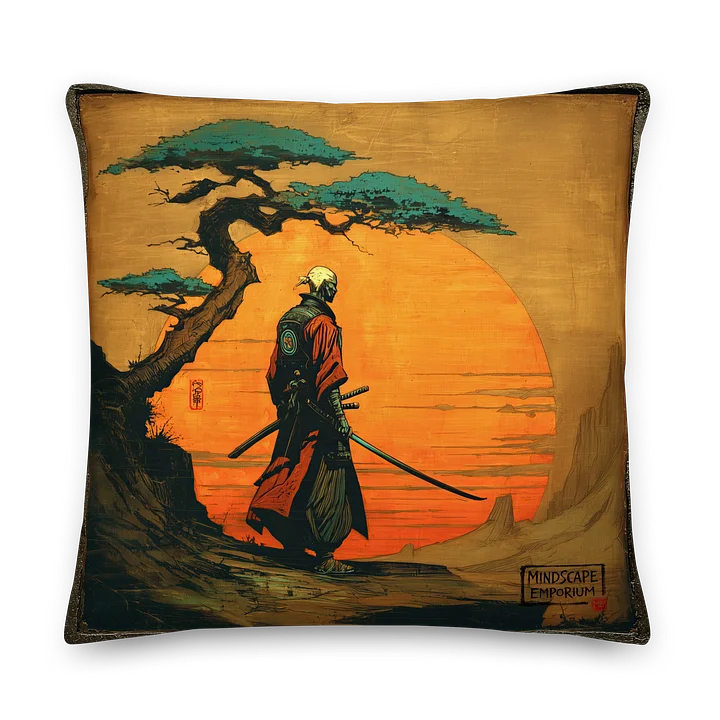 Ronin at the Ember Horizon – Samurai Sunset Cushion Cover product image (1)