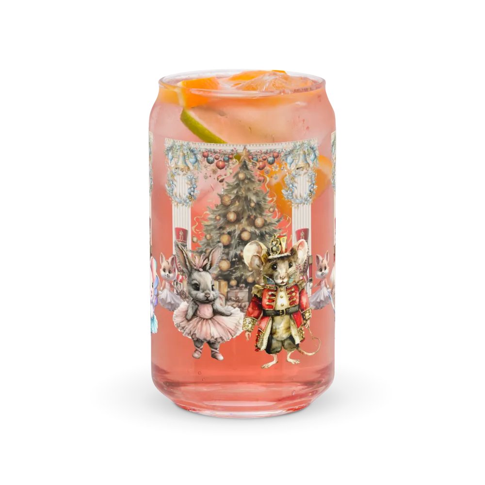 The Enchanted Nutcracker Ballet Glass Can Tumbler | 16oz BPA-Free Sipper with Bamboo Lid & Straw | Ballet-Themed Christmas Drinkware product image (7)