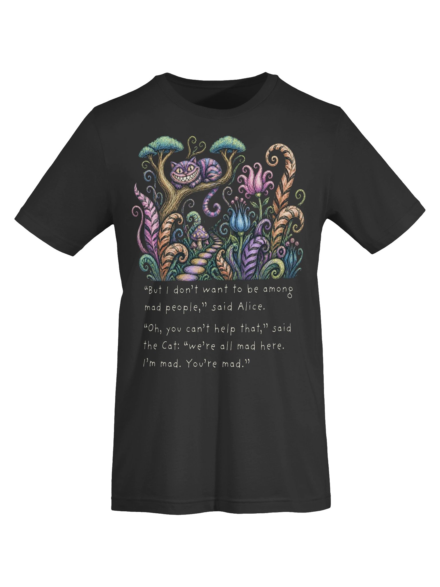 We're All Mad Here Shirt, Cheshire Cat Quote Tee, Alice in Wonderland Graphic product image (6)