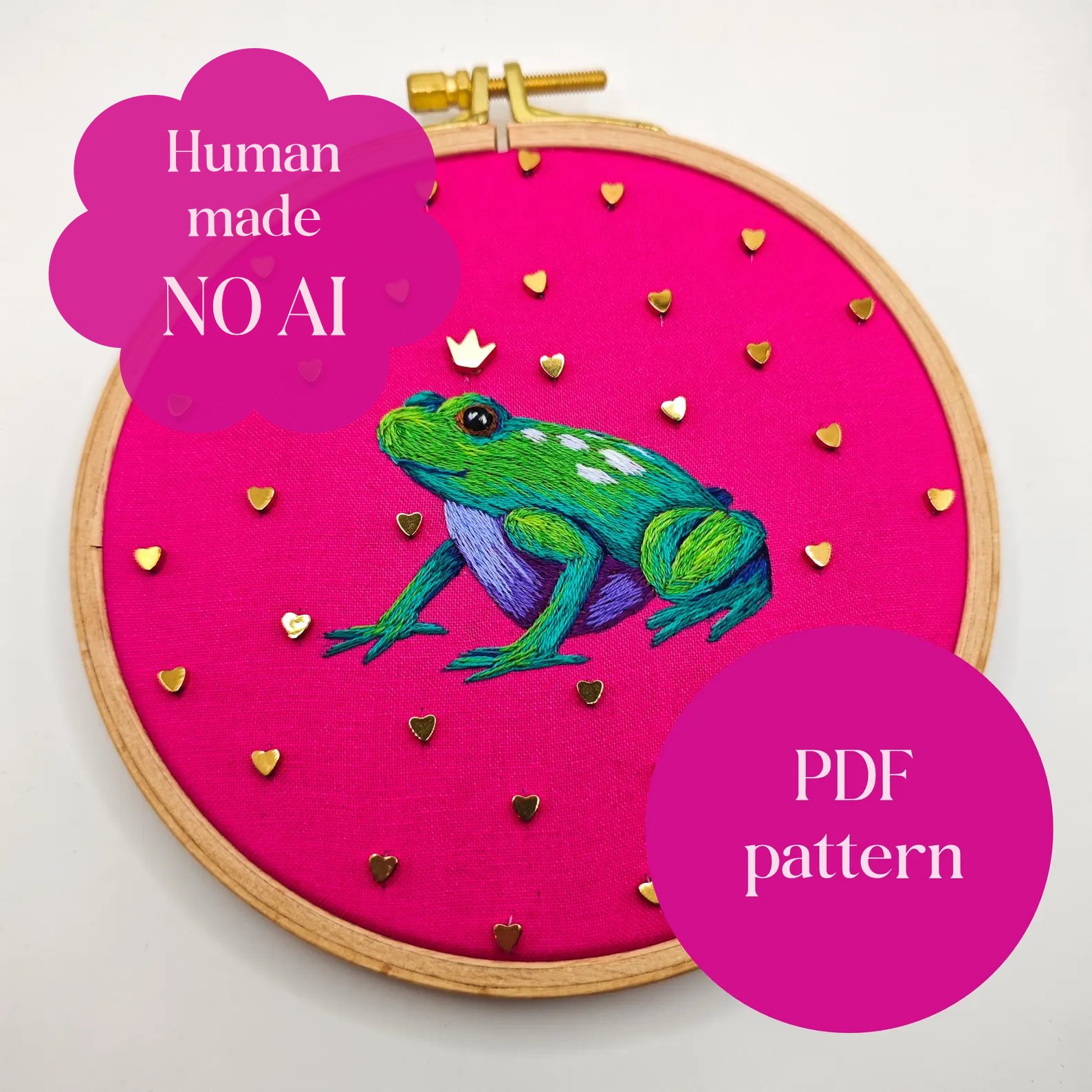 Be my Froggentine Frog PDF Hand Embroidery Pattern product image (1)