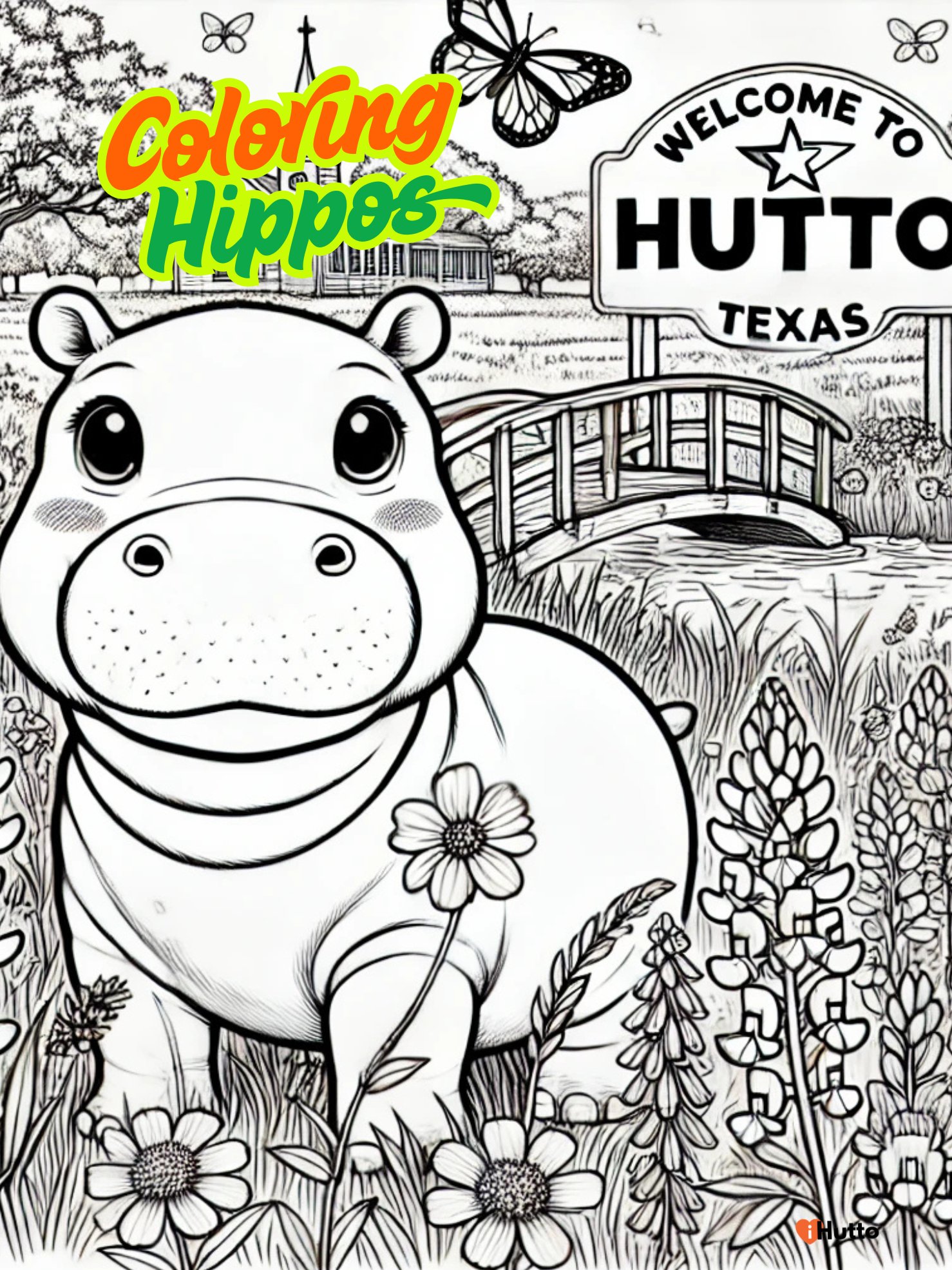 Hippos in Hutto Coloring Pages – Instant Download product image (1)