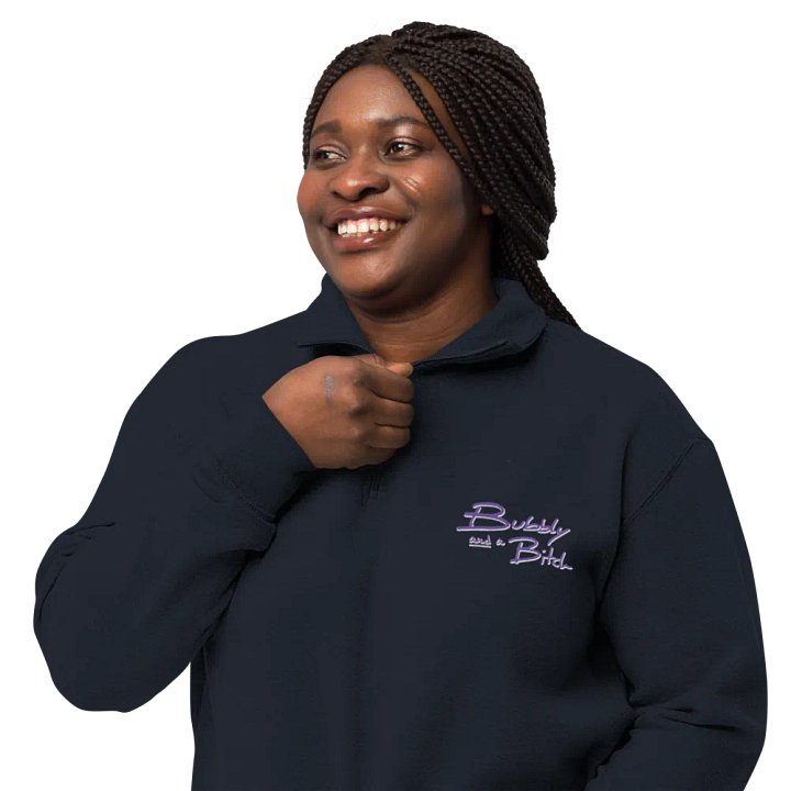 Bubbly and a B*tch (purple+white shadow design) embroidered quarter zip product image (12)