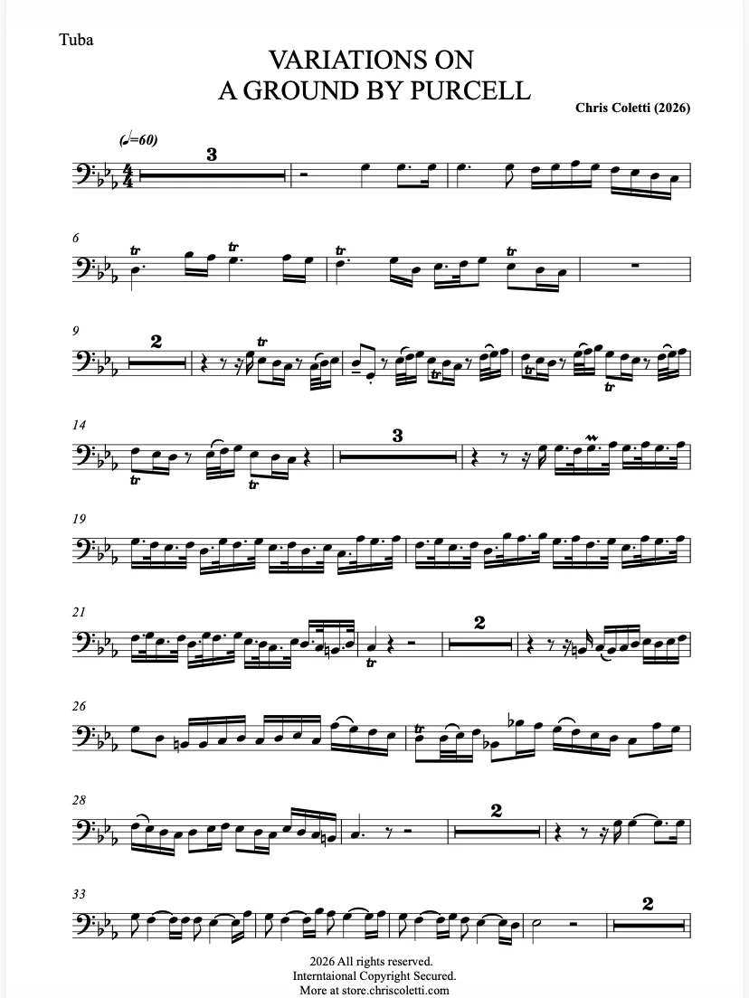 Variations on a Ground in C after Henry Purcell - TUBA product image (1)