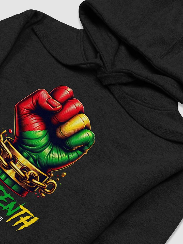 Premium Juneteenth Hoodie (Unisex) - Black/CharcoalHeather/ForestGreen/MillitaryGreen product image (2)