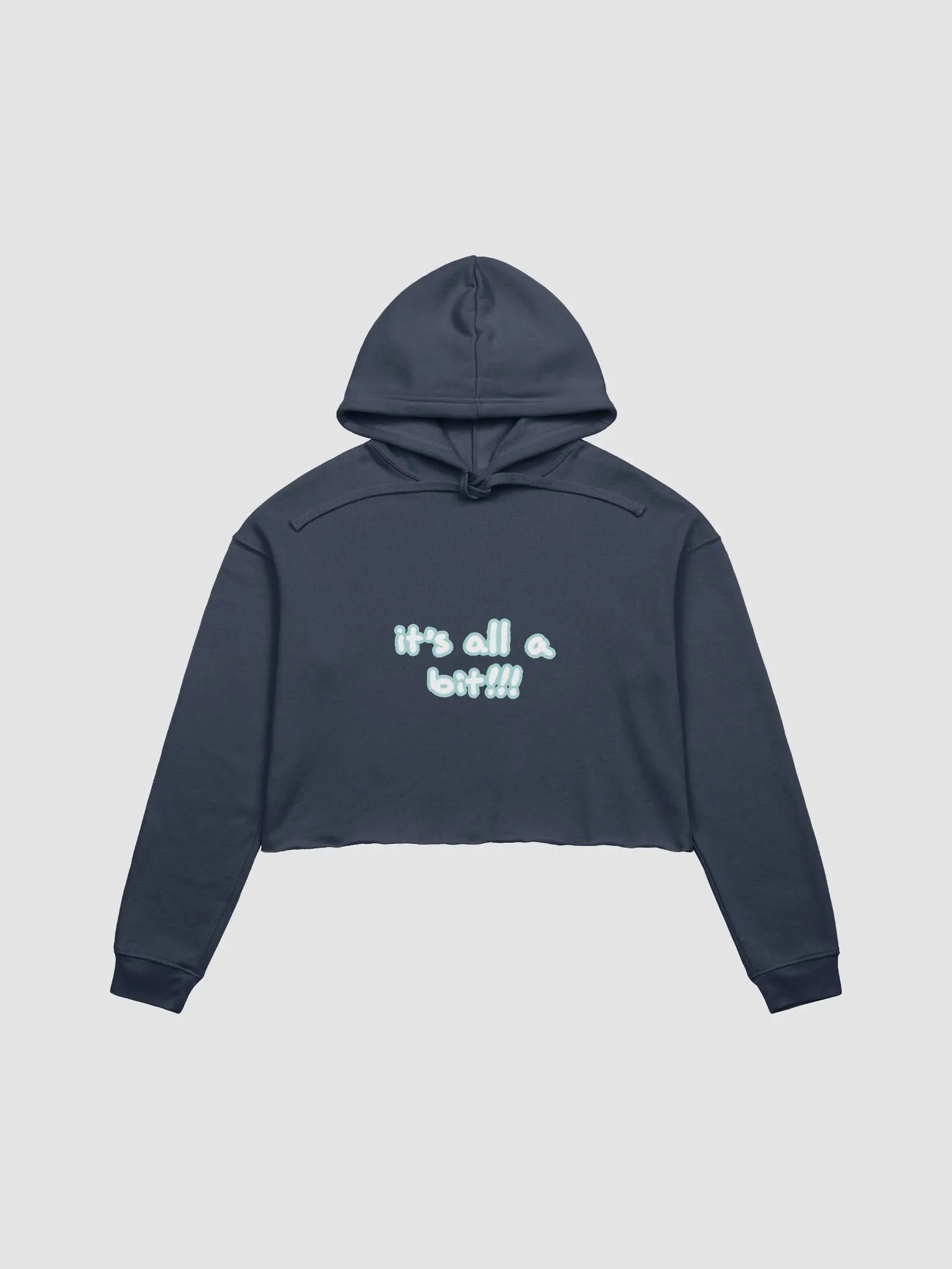 “It’s all a bit!!!” (lined design, #A8D7D8) fleece cropped hoodie product image (14)