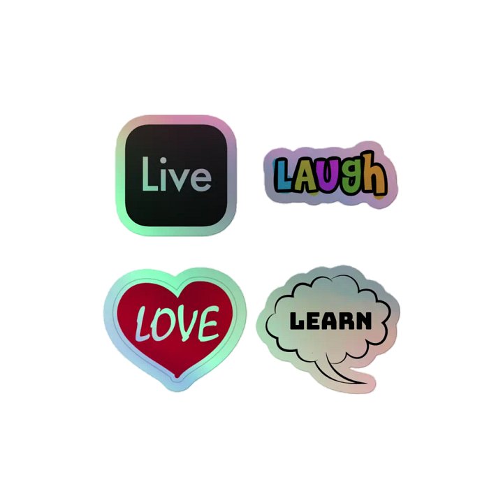 "Live, Laugh, Love, Learn" Holographic Sticker Set product image (2)