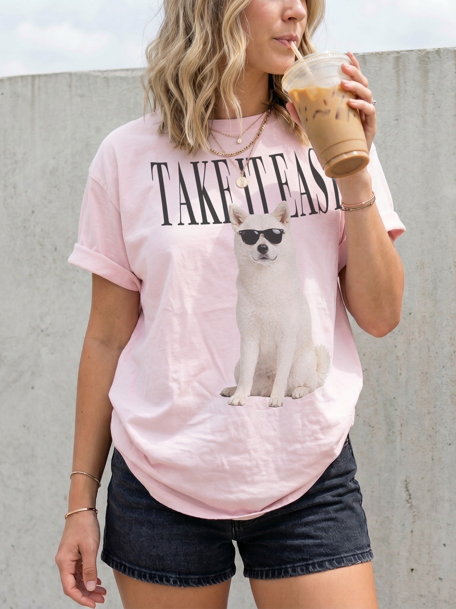Take It Easy '90s Pop Vintage-Style T-Shirt for Japanese Akita(White) Owners product image (2)