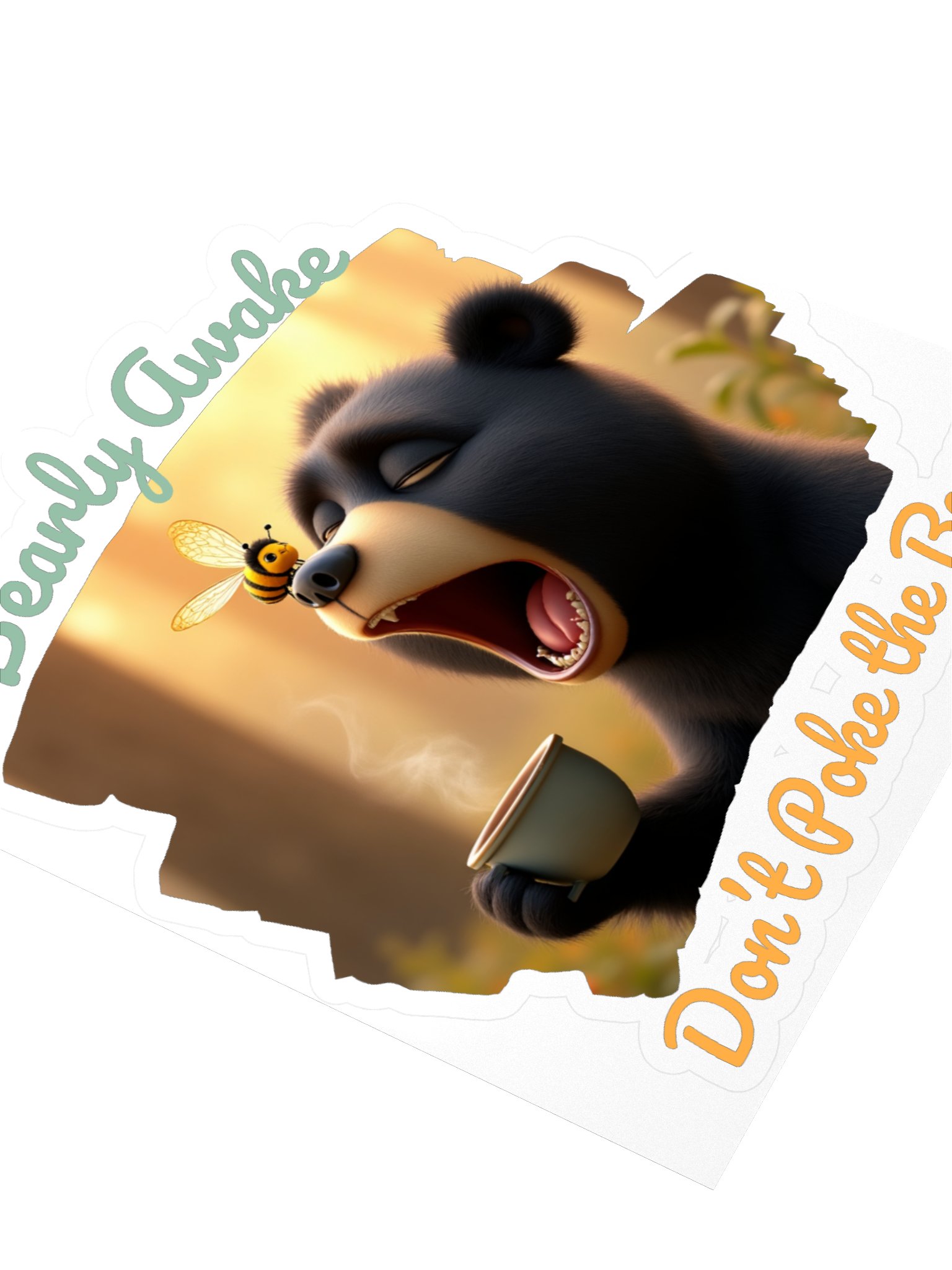 Bearly Awake Sticker – Funny Sleepy Bear & Coffee Sticker 🐻☕ product image (3)