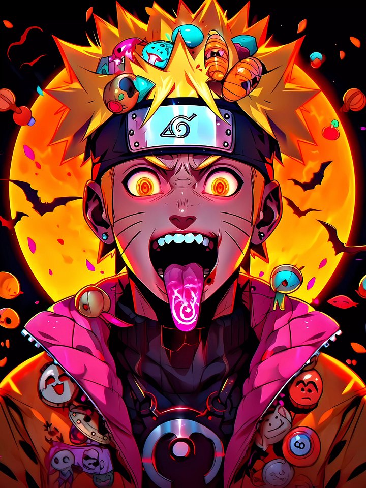 Neon Fire Naruto Metal Print product image (1)